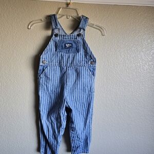 Vintage OshKosh B'Gosh Vestbak Overalls Baby Railroad Stripe USA Made Size 4T